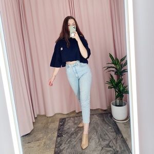 Black Crop Oversized Carhartt T Shirt Top